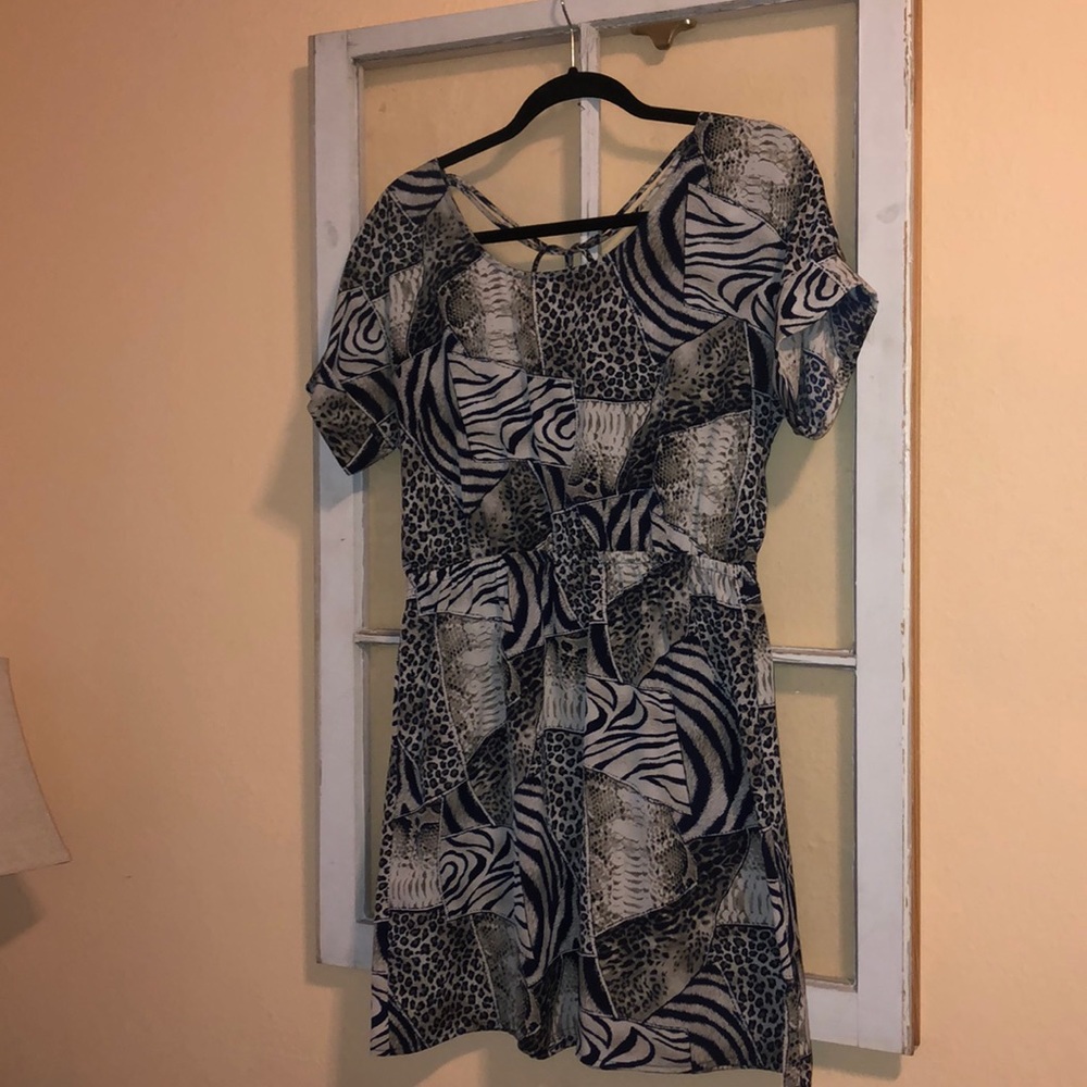 Navy animal print dress